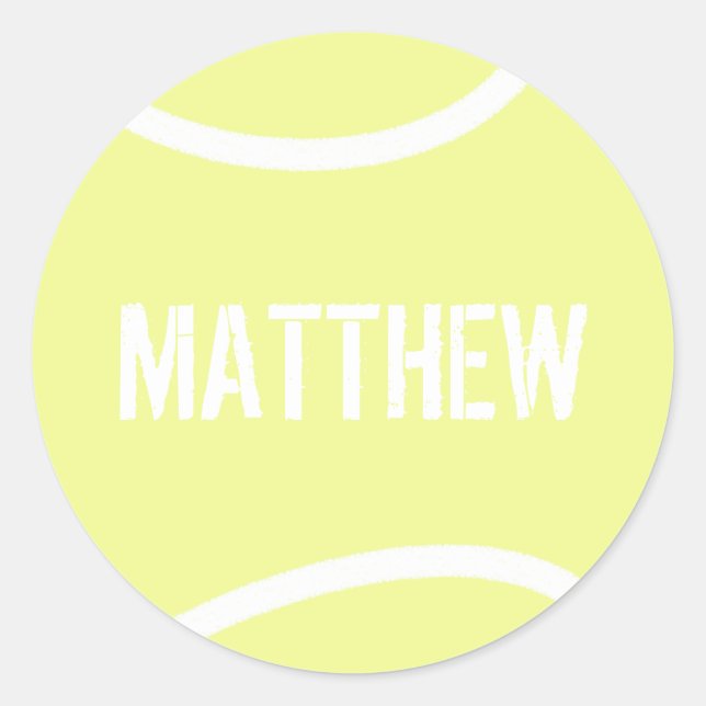 Personalized Bright Yellow Tennis Ball Classic Round Sticker (Front)