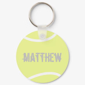Personalized Bright Yellow Tennis Ball Keychain