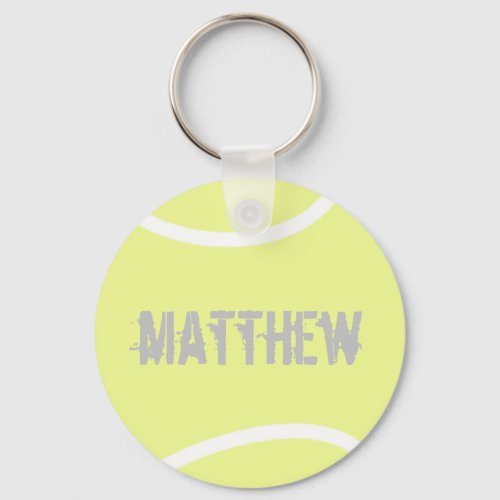 Personalized Bright Yellow Tennis Ball Keychain