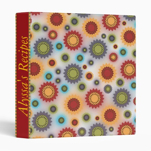 Personalized Brightly Colored Floral Abstract Binder