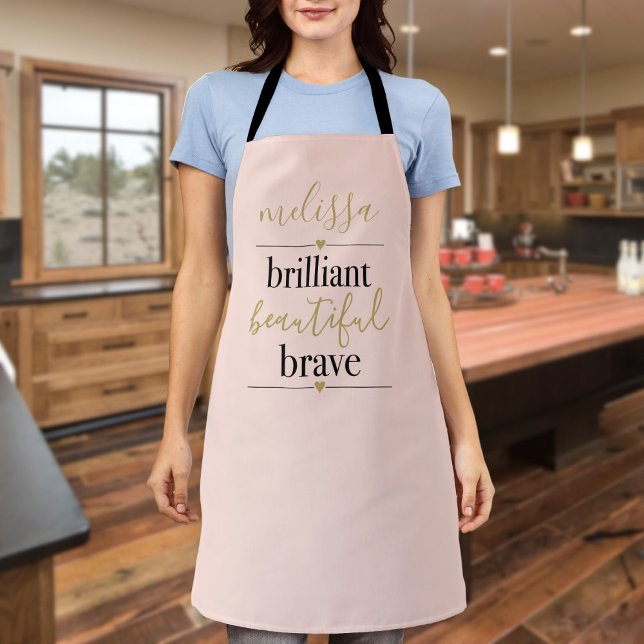 Personalized Brilliant Beautiful Brave Blush Pink  Apron (Personalized Brilliant Beautiful Brave Blush Pink Apron)