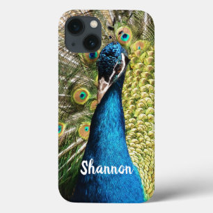 Personalized Brilliant Blue Peacock iPhone 13 Case