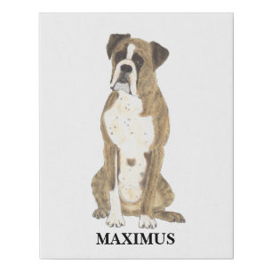 Personalized Brindle Boxer Dog Beverage Coaster Faux Canvas Print