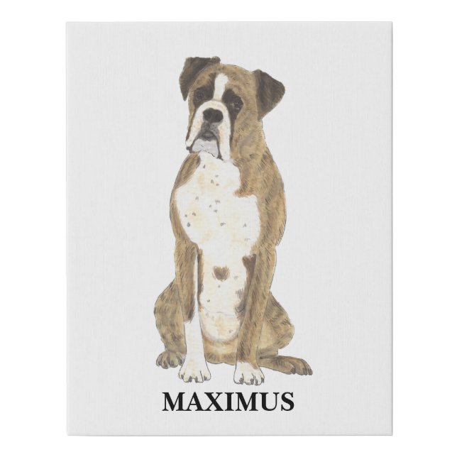 Personalized Brindle Boxer Dog Beverage Coaster Faux Canvas Print (Front)