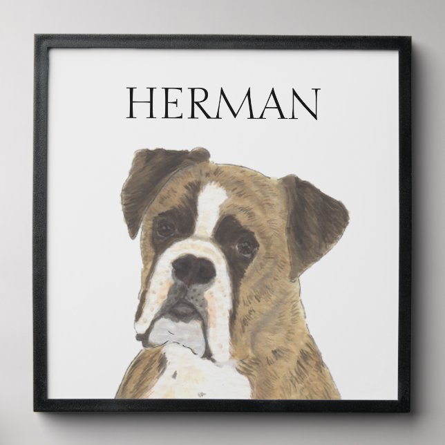 Personalized Brindle Boxer Dog Portrait Peel And Stick Photo Tile (Front Set)