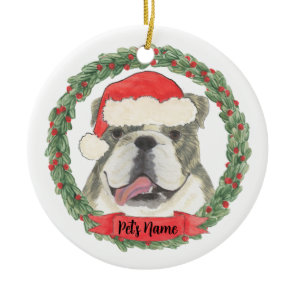 Personalized Brindle English Bulldog Ceramic Ornament