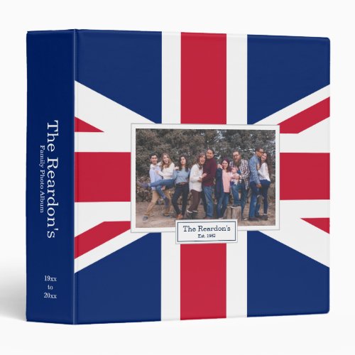 Personalized British Flag Family Photo Album  3 Ring Binder