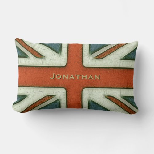 Personalized British Flag Lumbar Pillow