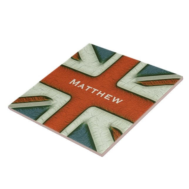 Personalized British Flag Tile (Side)