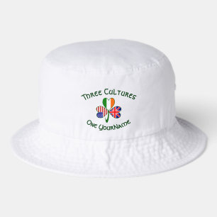 Personalized British Ireland USA Flag Shamrock Bucket Hat