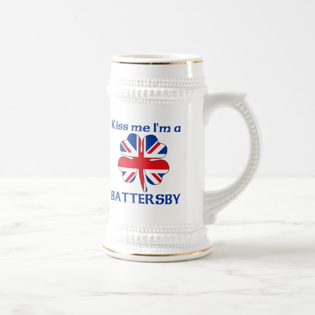 Personalized British Kiss Me I'm Battersby Beer Stein (Right)