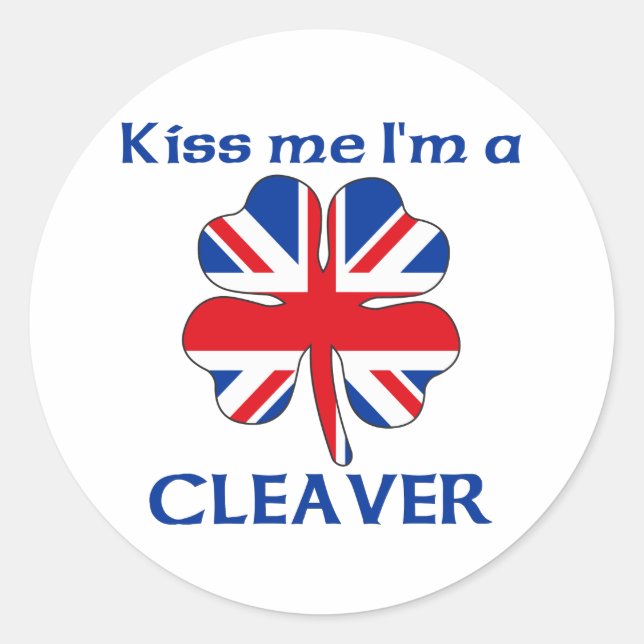 Personalized British Kiss Me I'm Cleaver Classic Round Sticker (Front)