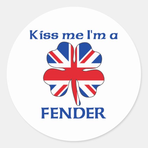 Personalized British Kiss Me Im Fender Classic Round Sticker