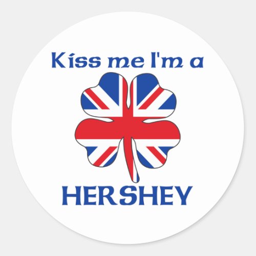 Personalized British Kiss Me Im Hershey Classic Round Sticker