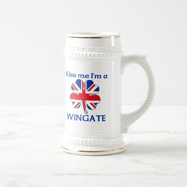 Personalized British Kiss Me I'm Wingate Beer Stein (Right)