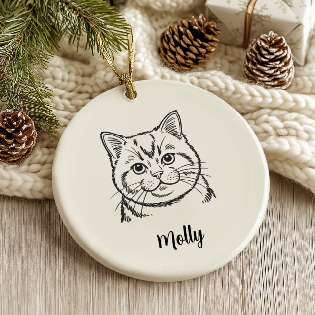 Personalized British Shorthair Cat Christmas Ceramic Ornament (Creator Uploaded)