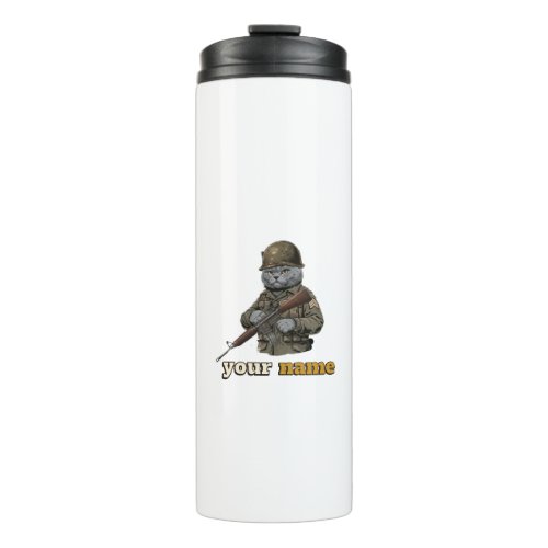 Personalized British Shorthair Military Cat  Thermal Tumbler