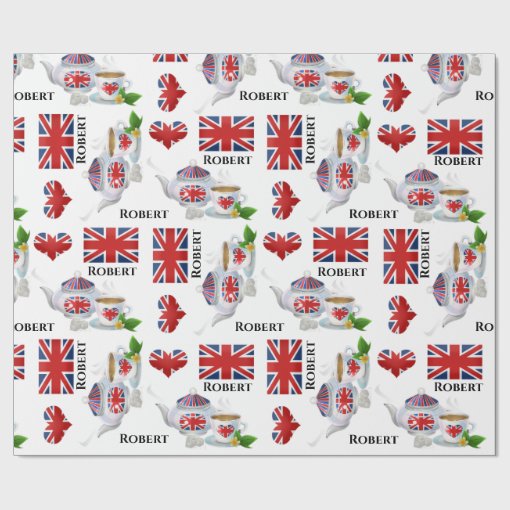 Personalized British Tea Wrapping Paper Zazzle