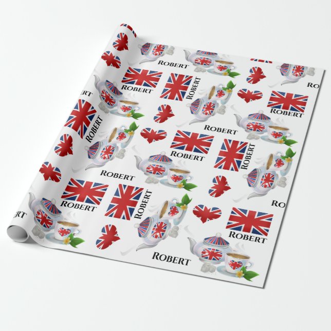 Personalized British Tea Wrapping Paper (Unrolled)