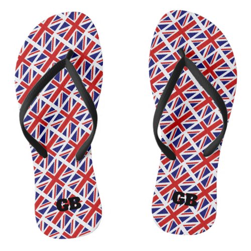 Personalized British Union Jack flag beach toe Flip Flops