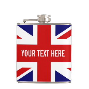 Personalized British UNION JACK flag drink flask