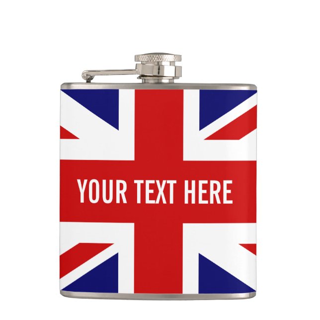 Personalized British UNION JACK flag drink flask (Front)