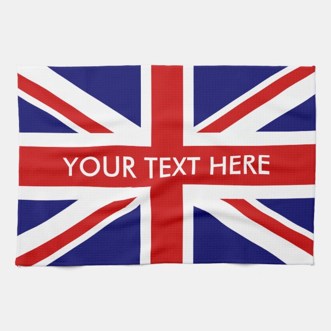 Personalized British Union Jack flag kitchen towel (Horizontal)