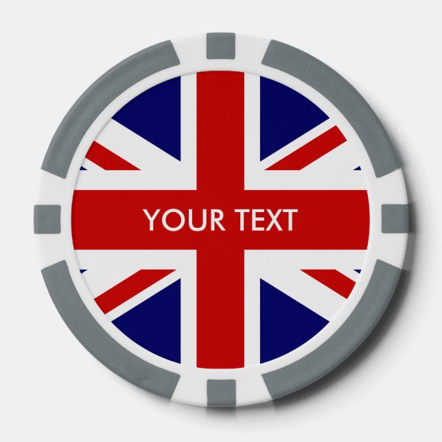 Personalized British Union Jack flag poker chips (Front)