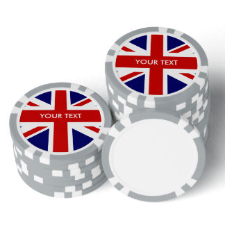 Personalized British Union Jack flag poker chips