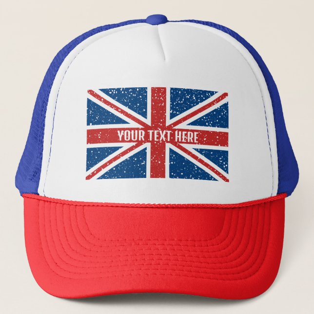 Personalized British Union Jack flag T-Shirt Trucker Hat (Front)