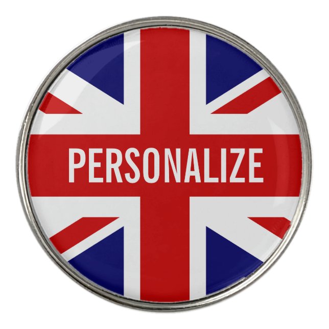 Personalized British Union Jack golf ball markers (Front)