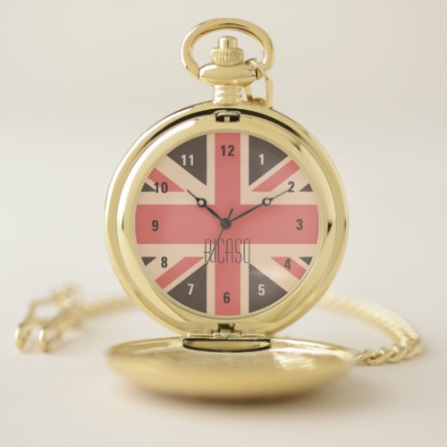 Personalized British Union Jack UK Flag Pocket Watch