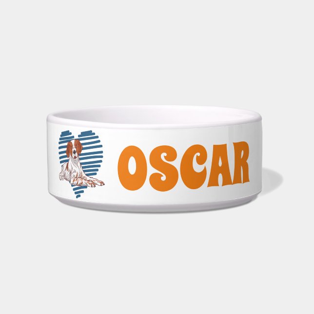 Personalized Brittany Dog Lover Custom Name Bowl (Front)