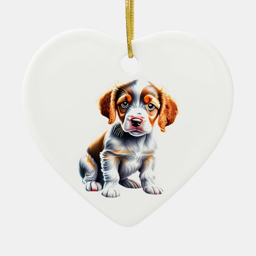 Personalized Brittany Puppy Ceramic Ornament