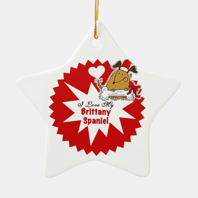 Personalized Brittany Spaniel Keepsake Ornament (Front)