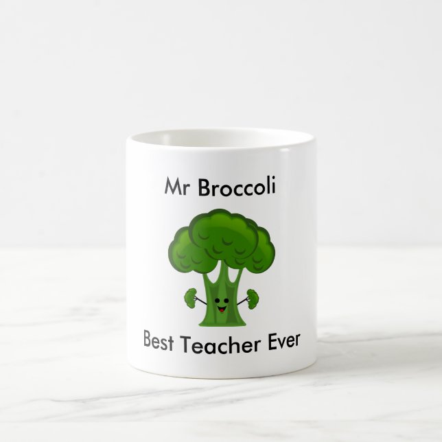 Personalized, Broccoli, Best Teacher Ever Coffee Mug (Center)