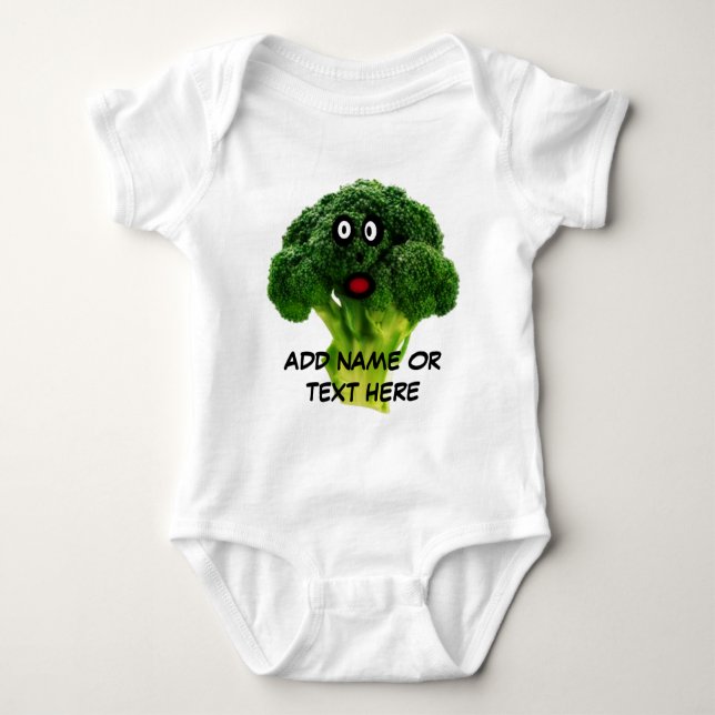 Personalized Broccoli Cartoon Baby Bodysuit (Front)