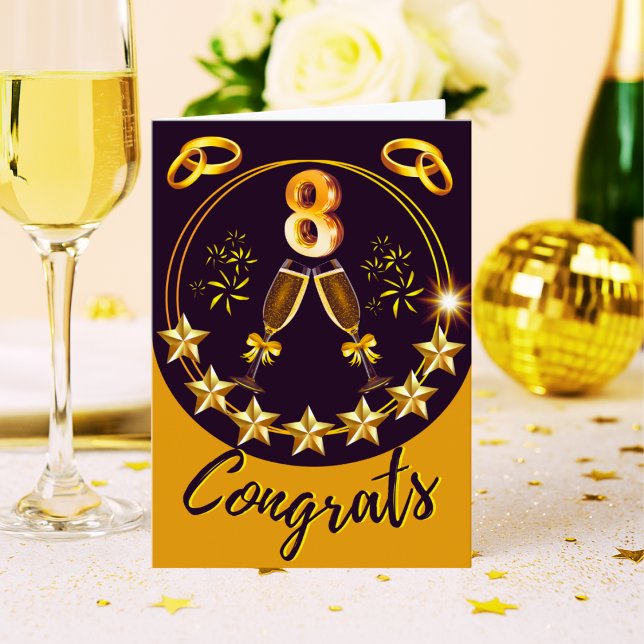 Personalized Bronze 8th Anniversary Card Couple (Creator Uploaded)