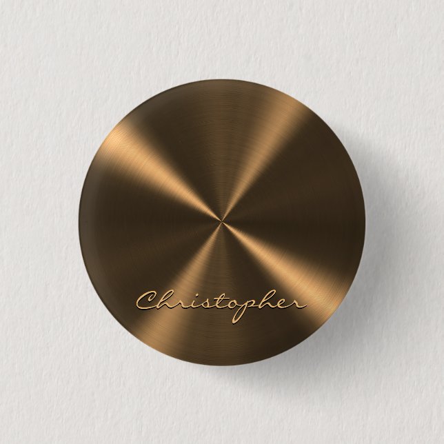 Personalized Bronze Metallic Radial Texture Button (Front)