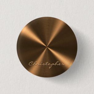 Personalized Bronze Metallic Radial Texture Button