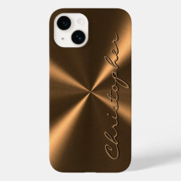 Personalized Bronze Metallic Radial Texture Case-Mate iPhone 14 Case