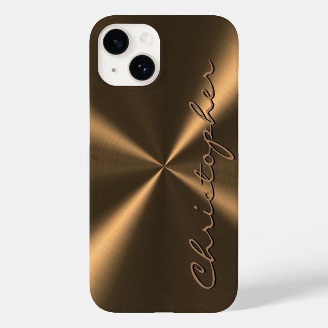 Personalized Bronze Metallic Radial Texture Case-Mate iPhone Case (Back)