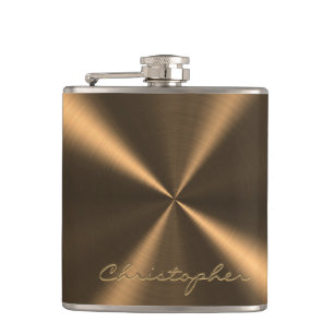 Personalized Bronze Metallic Radial Texture Flask