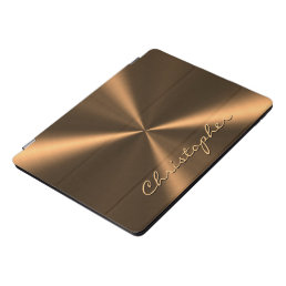 Personalized Bronze Metallic Radial Texture iPad Pro Cover