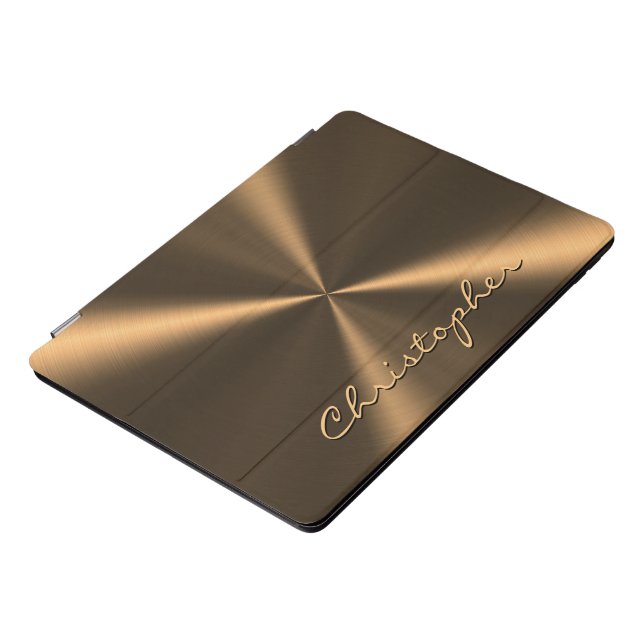 Personalized Bronze Metallic Radial Texture iPad Pro Cover (Side)