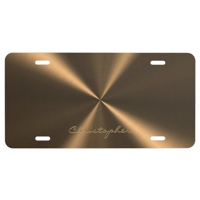 Personalized Bronze Metallic Radial Texture License Plate (Front)
