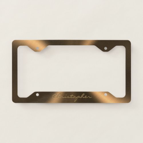 Personalized Bronze Metallic Radial Texture License Plate Frame