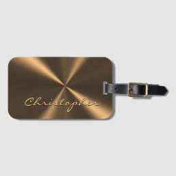 Personalized Bronze Metallic Radial Texture Luggage Tag