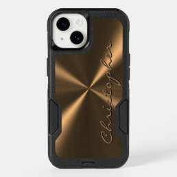 Personalized Bronze Metallic Radial Texture OtterBox iPhone 14 Case