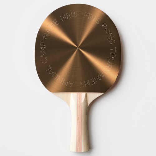 Personalized Bronze Metallic Radial Texture Ping Pong Paddle